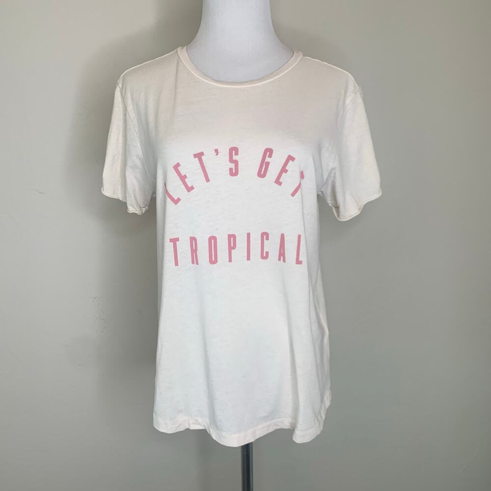 Sincerely Jules Graphic Tee T Shirt Let's Get Tropical Cream Sz Medium